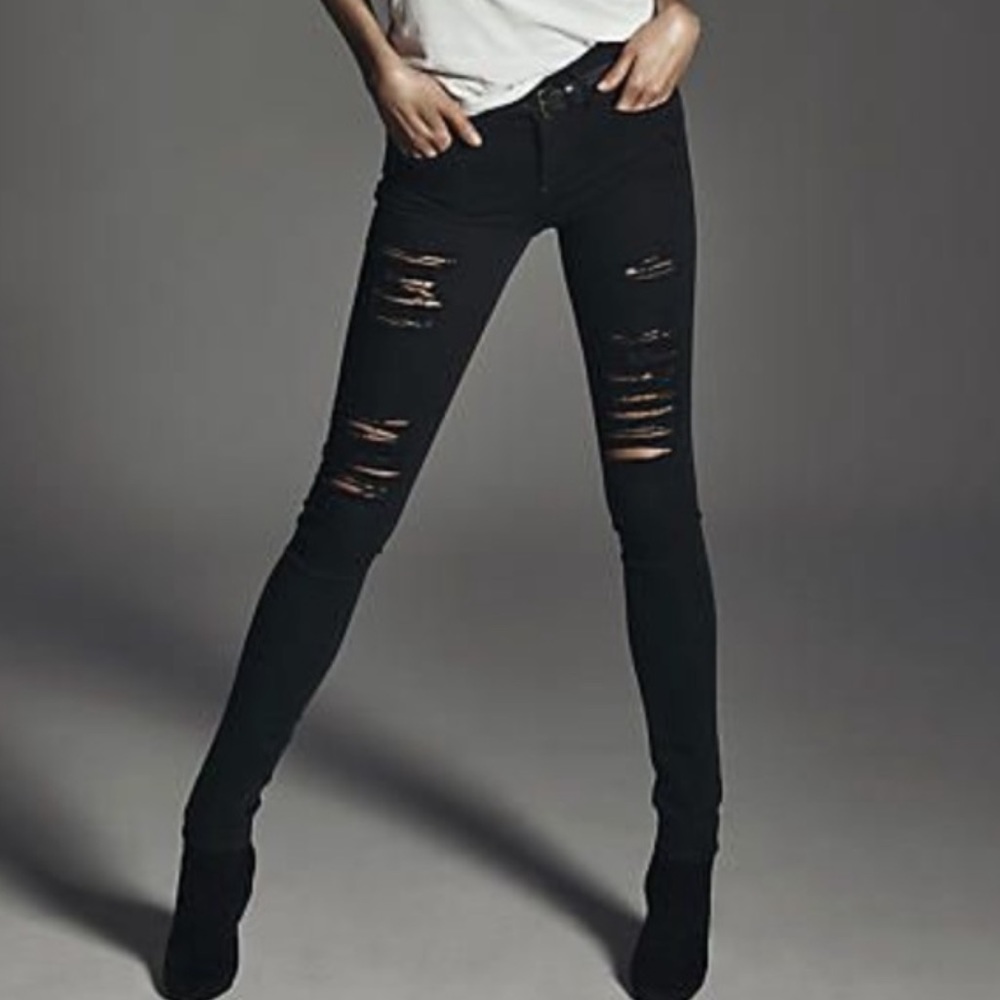 Express Distressed Skinny Jeans